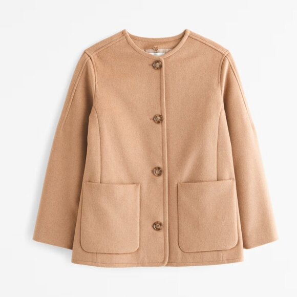 Abercrombie & Fitch Removable Scarf Wool-Blend Coat - Camel (NWT) - Picture 2 of 5